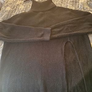 Black sweater with a split.